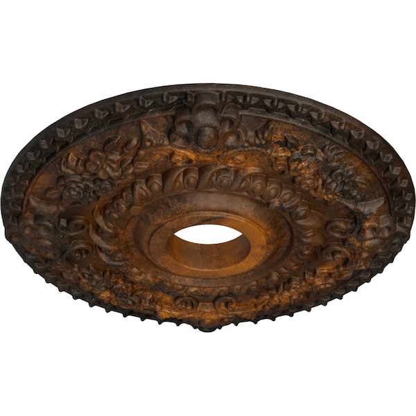 Rose Ceiling Medallion (Fits Canopies Up To 7 1/4), Hand-Painted Rust, 18OD X 3 1/2ID X 1 1/2P